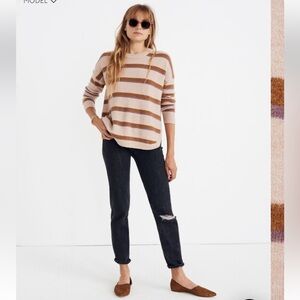 🍂 Madewell Westlake Striped Pullover Sweater in Heather Beige Coziest Yarn 🍂